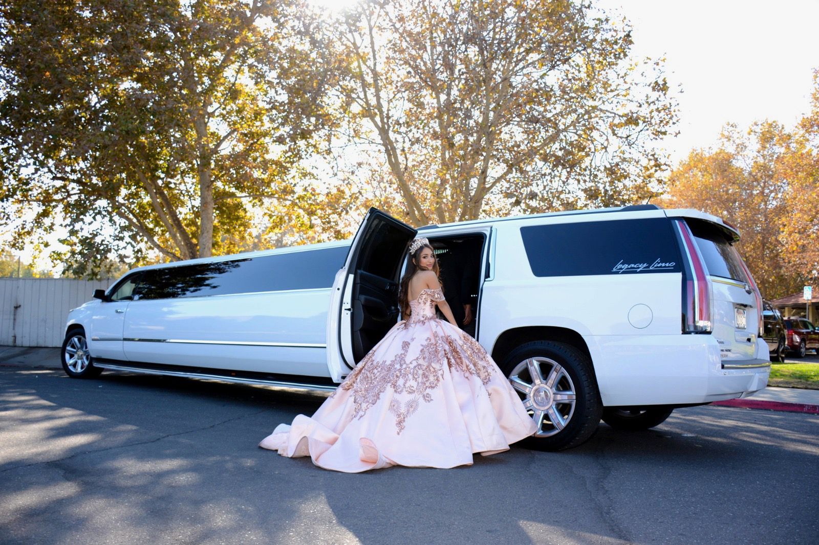 Quinceañera limo grand arrival photo