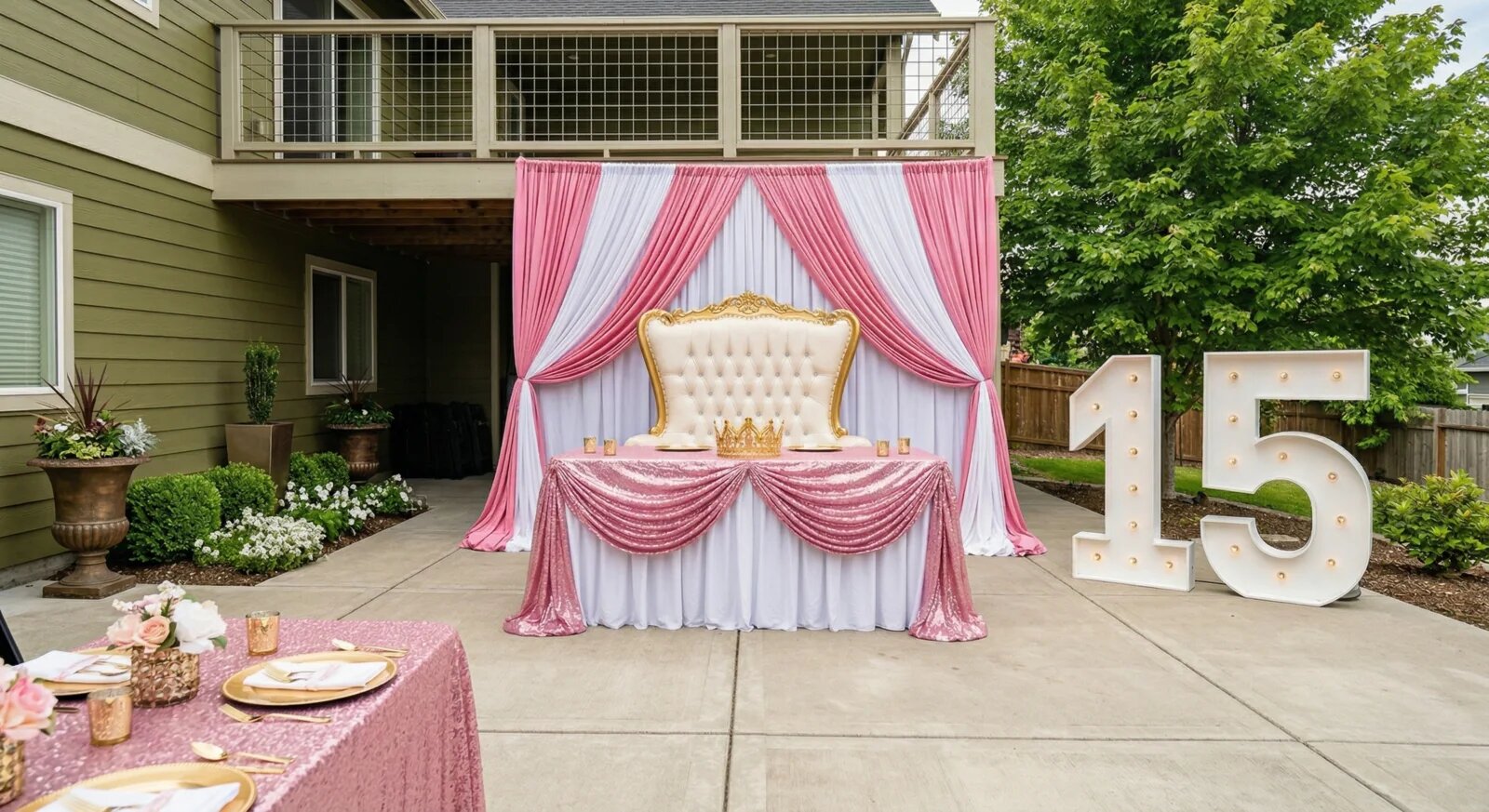 A beautifully decorated event stage styled by Fiesta Place